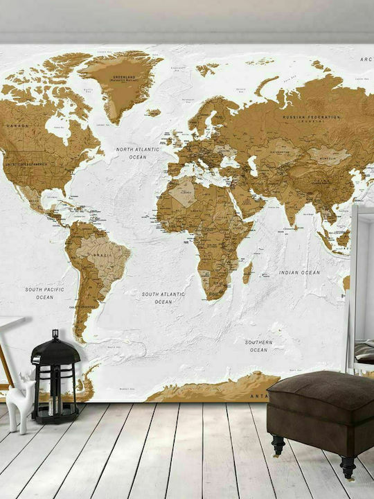 Autocolantă Fototapet de Perete 441x315cm World Map: White Oceans Albă