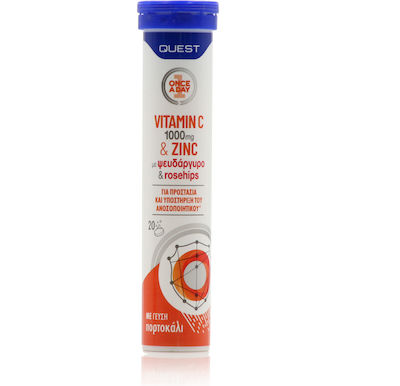 Quest Vitamin C 1000mg & Zinc Vitamina pentru Energie & Întărirea Sistemului Imunitar 1000mg Portocaliu 20 file de ef