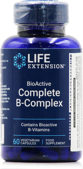 Life Extension BioActive Complete B-Complex Витамин за Енергия, Косата & Кожата 60 вегетариански капсули