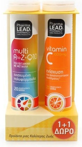 Pharmalead Multi+ A-Z & Q10 Πολυβιταμίνη 20 αναβράζοντα δισκία & Vitamin C 1000mg 20 αναβράζοντα δισκία για Ενέργεια Multiflavoured