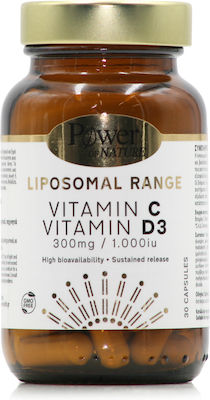 Power Of Nature Liposomal Range Vitamin C & Vitamin D3 Multivitamin for Energy & Immune System Boost 1000iu 300mg 30 caps