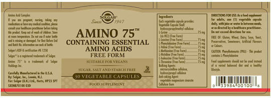 Solgar Amino 75 90 Herbal Capsules Unflavoured