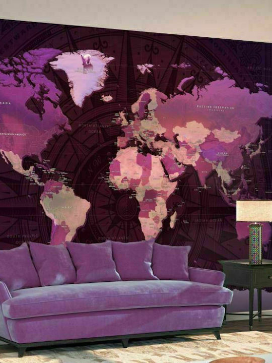 Autocolantă Fototapet de Perete 98x70cm Purple World Map Violet