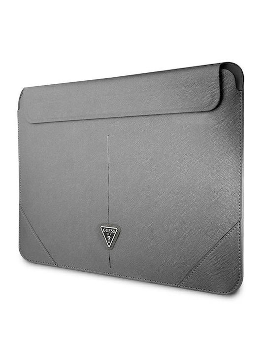 Guess Saffiano Triangle Logo Θήκη Laptop 14" Ασημί