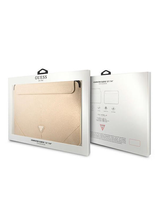 Guess Saffiano Triangle Logo Чанта Калъф за лаптоп 14" в Бежов цвят