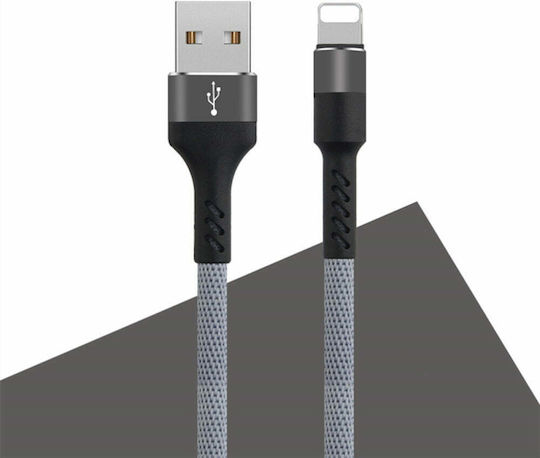 Maxlife Fast Reinforced Braided USB-A la Cablu Lightning Gri 1m (MXUC-01L)