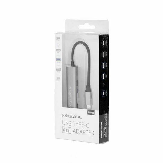 Kruger & Matz USB-C Dockingstation für Laptop mit HDMI 4K Silber (KM0400)