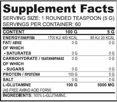 True Nutrition Pure Glutamine 500gr Necondimentat