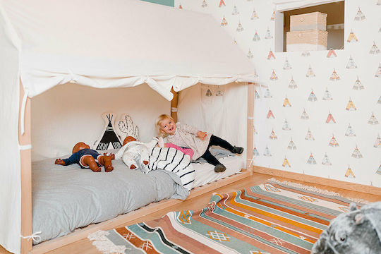 Κάλυμμα Κρεβατιού Tipi Σπίτι Γκρι 200x90cm