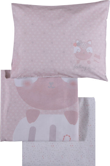 Nef-Nef Homeware Set Lovely Fox Pink 120x170cm