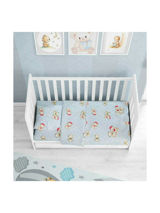 Dimcol Two Lovely Bears Baby Sheet Crib Cotton Fitted 64 Blue 70x140cm 1916118406906470