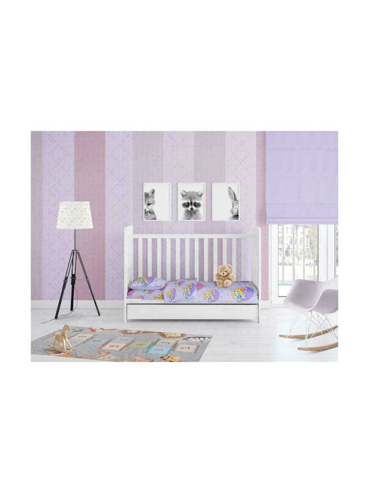 Dimcol Bears Комплект Бебешки Чаршафи За Количка Памучни Purple 120x160бр 3бр 1914617613006824