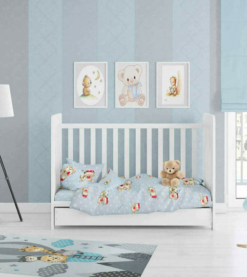 Dimcol Βρεφική Παπλωματοθήκη Two Lovely Bears 64 Blue 120x160εκ.