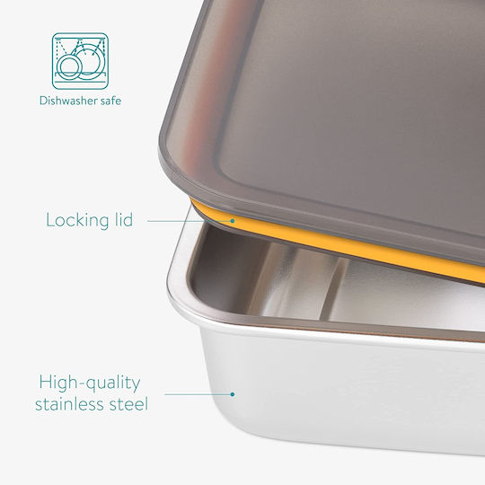 Navaris Lunchbox Inox Gray 23.5x19cm 2Stück