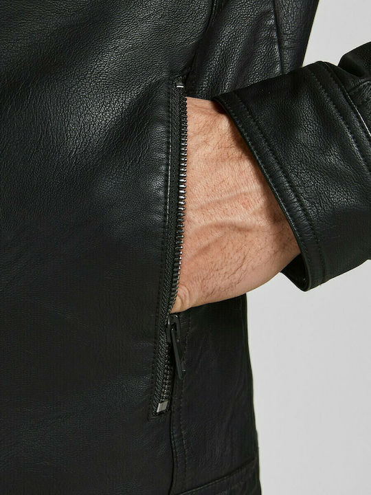 Μπουφάν από Δερματίνη Biker Μαύρο