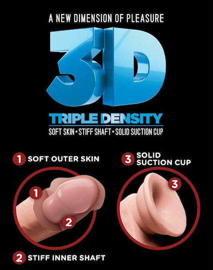 King Cock Triple Density Реалистично дилдо с Топки и Вендуза Плът 13см