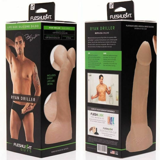 Fleshlight Ryan Driller Dildo Glass Dildo Flesh 21cm