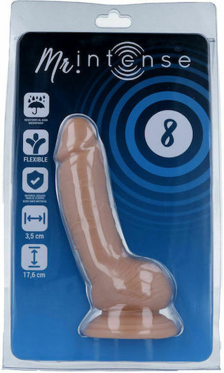 Intense Mr Intense Realistic Cock 8 Γυάλινο Dildo με Όρχεις και Βεντούζα Καφέ 17.6cm