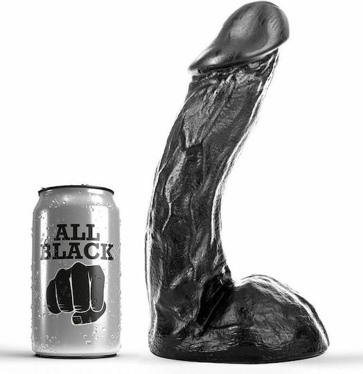 All Black Dave Ρεαλιστικό Dildo με Όρχεις και Βεντούζα Μαύρο 23cm