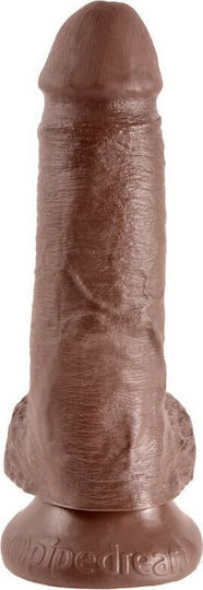 King Cock Realistic Dildo with Scrotum & Suction Cup Brown 18cm