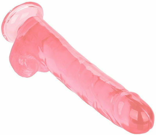 Calexotics Size Queen Dildo Glass Dildo with Balls and Suction Cup Pink 25cm