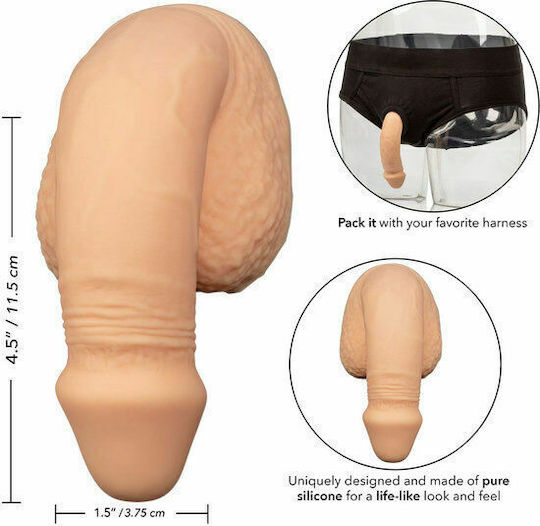 Calexotics Packer Gear Silicone Packing Penis Реалистично дилдо с тестиси Слонова кост 12.75см
