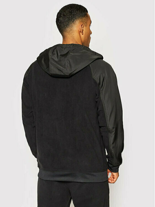 4F Men's Sweatshirt Jacket with Hood and Pockets Black