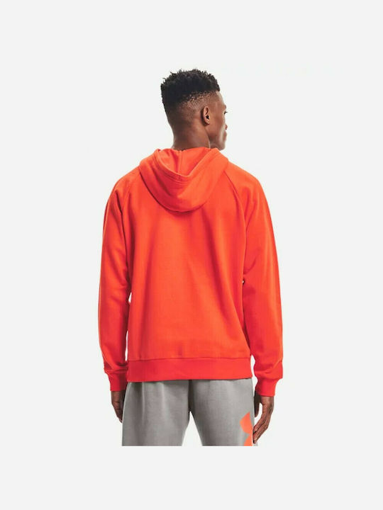 Under Armour Rival Big Ανδρικό Φούτερ με Κουκούλα και Τσέπες Fleece Πορτοκαλί