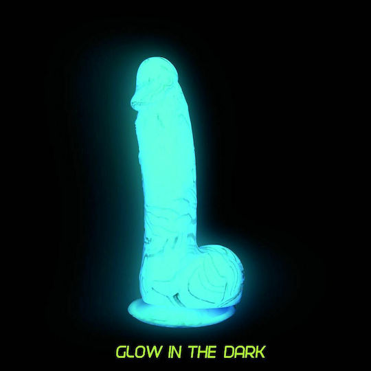 Addiction Luke Glow In The Dark Dildo Dildo realist cu Testicule și Ventuză Albastru 19cm