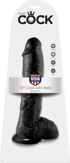 King Cock Ρεαλιστικό Dildo με Όρχεις και Βεντούζα Μαύρο 25cm