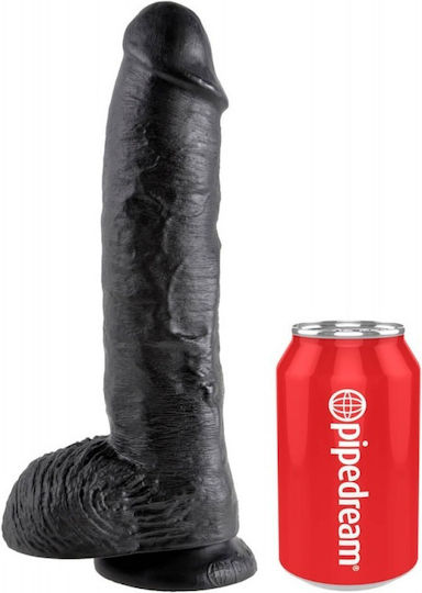 King Cock Ρεαλιστικό Dildo με Όρχεις και Βεντούζα Μαύρο 25cm