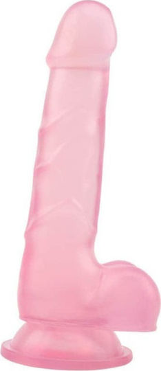 Chisa Novelties Hi-Rubber Dildo Реалистично дилдо с Топки и Вендуза Розов 19см