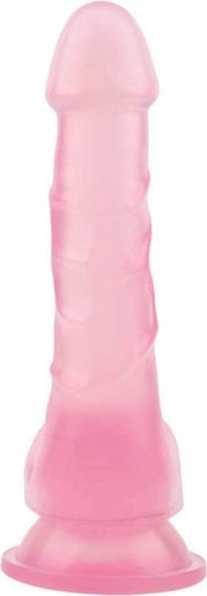 Chisa Novelties Hi-Rubber Dildo Реалистично дилдо с Топки и Вендуза Розов 19см