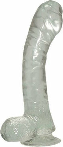 You2Toys Lazy Buttcock Glass Dildo with Balls and Suction Cup Transparent 17cm
