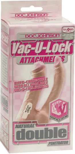 Vac U Lock Double Penetrator Διπλό Dildo Flesh 15cm