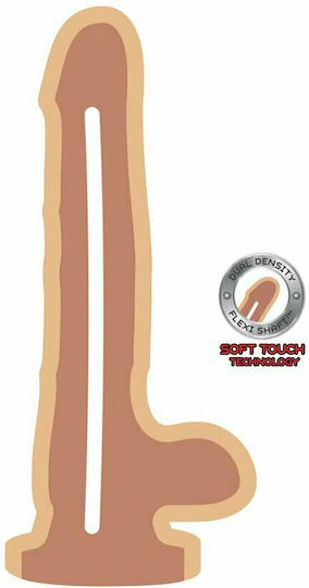 ToyJoy Get Real Dual Density Dildo with Balls Realistic Silicone Dildo with Scrotum & Suction Cup Flesh 18cm