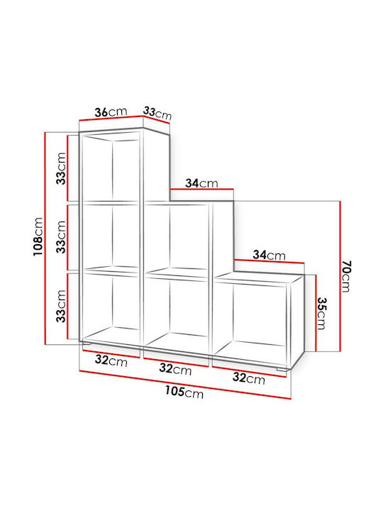 Bibliotecă Trio Alb 105x33x108 cm
