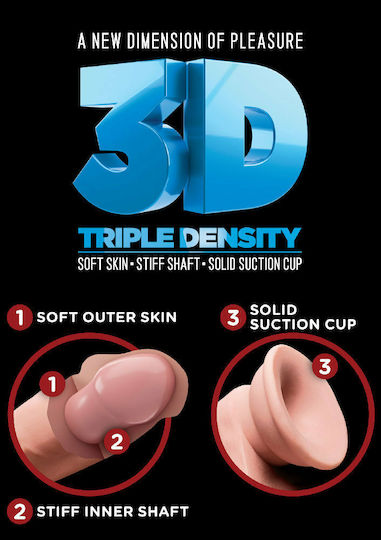King Cock Triple Density Реалистично дилдо с Топки и Вендуза Плът 25см