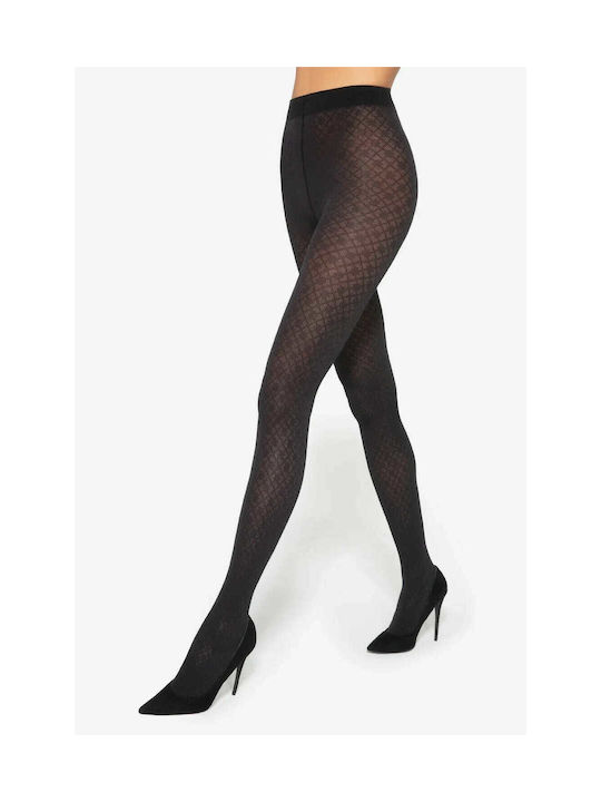 Women's black tights with 50Den print