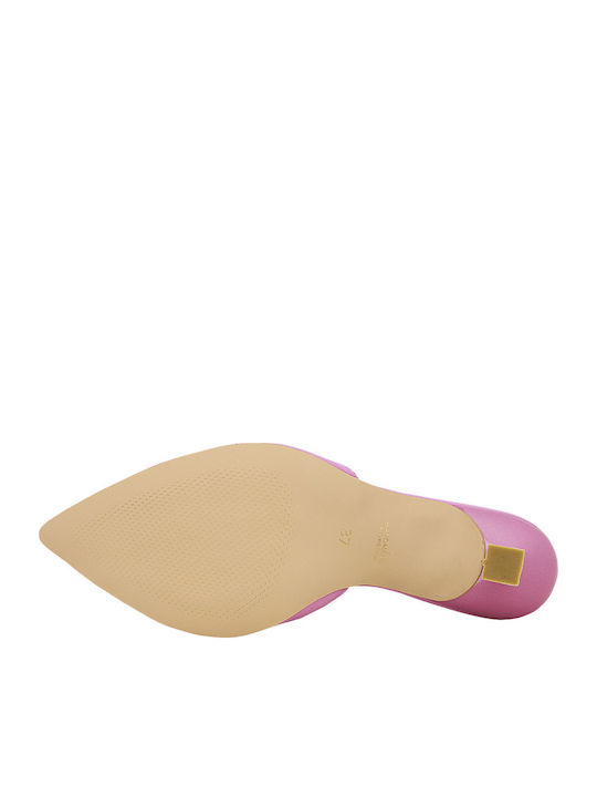 Leather Pointed Heels with Purple Stiletto Heel