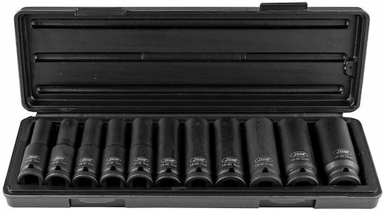 JBM Căpăcei Pneumatic - Pneumatic Hexagonali Lungi cu Patrat de Prindere 1/2" Set 11buc