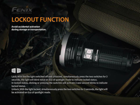 Fenix Lumină de lucru și de sit, cu baterie Lanterne cu led Lanternă LED IP68 cu Luminozitate Maximă 12000lm LR40R 4x18650 Negru