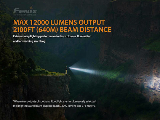 Fenix Lumină de lucru și de sit, cu baterie Lanterne cu led Lanternă LED IP68 cu Luminozitate Maximă 12000lm LR40R 4x18650 Negru