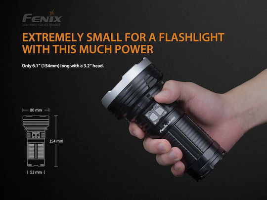 Fenix Lumină de lucru și de sit, cu baterie Lanterne cu led Lanternă LED IP68 cu Luminozitate Maximă 12000lm LR40R 4x18650 Negru