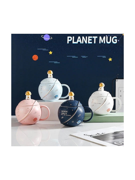 Planet Spacewalk Cănă Ceramică cu capac Albastru 400ml 1buc