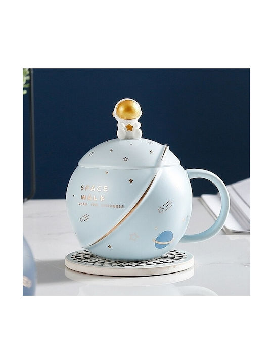 Planet Spacewalk Cănă Ceramică cu capac Albastru 400ml 1buc