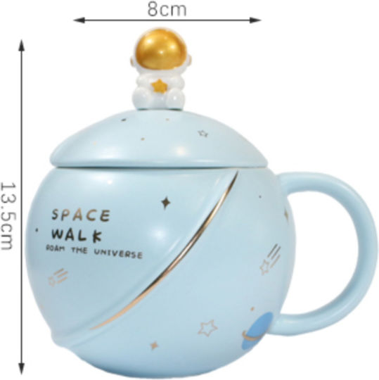 Planet Spacewalk Tasse Keramik mit Deckel Blau 400ml 1Stück