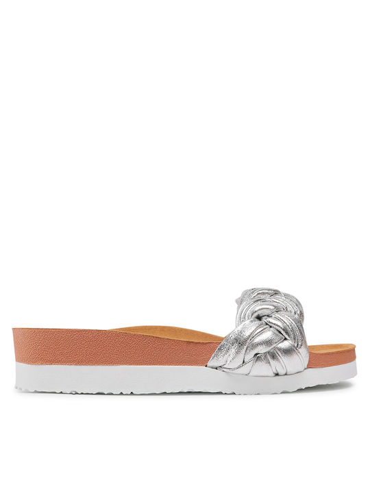 Yoder Women's Flat Sandals in Silver Color -Ασημί