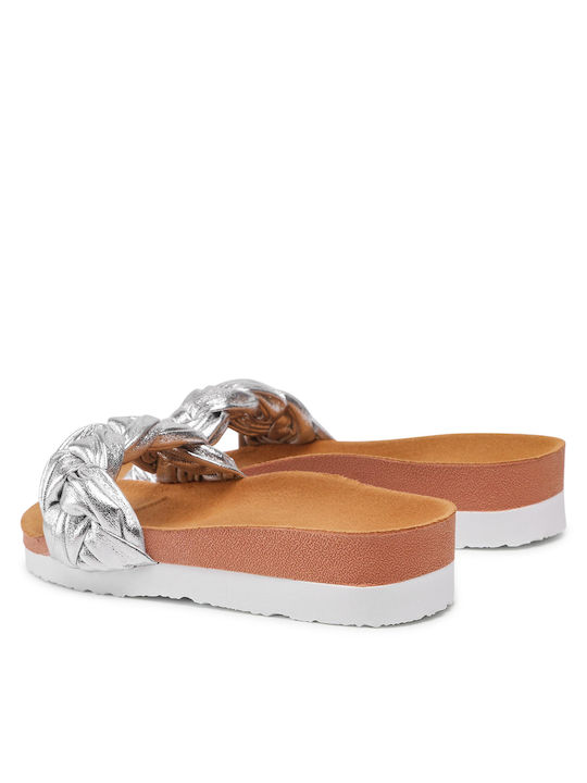Yoder Women's Flat Sandals in Silver Color -Ασημί