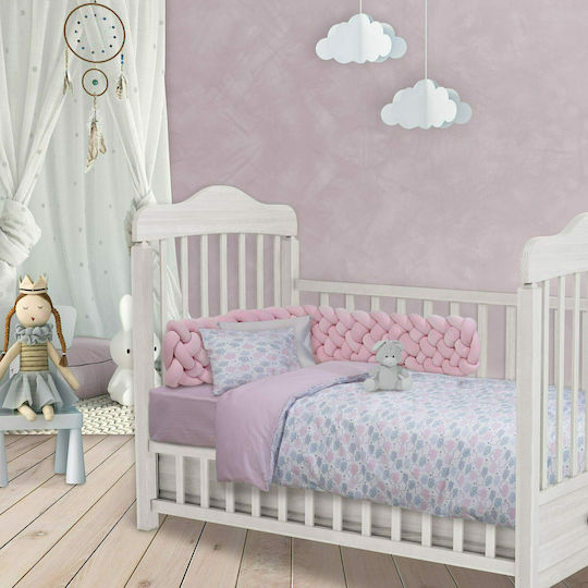 Das Home Σετ Βρεφικά Σεντόνια Κούνιας Βαμβακερά Baby Fun Ροζ 130x170εκ. 3τμχ